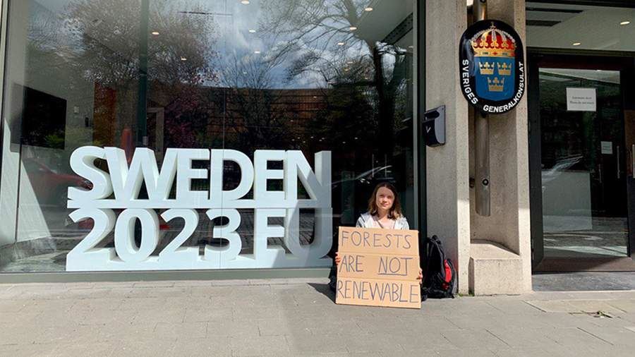 Грета Тунберг устроила одиночную забастовку перед посольством Швеции в Брюсселе<br />
